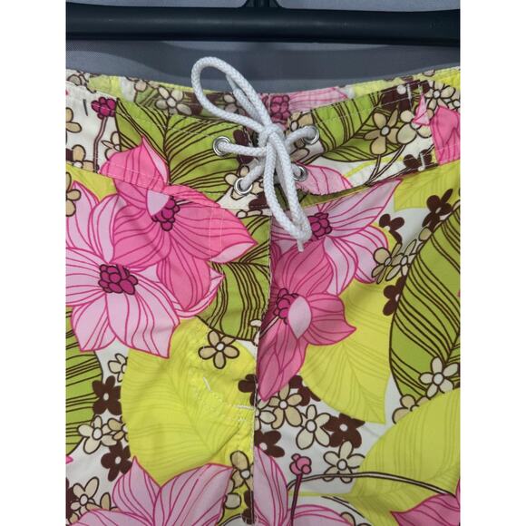 Vtg Point Conception Board Shorts Womens Small Pink Yellow Floral Swim True Y2k - Picture 3 of 11
